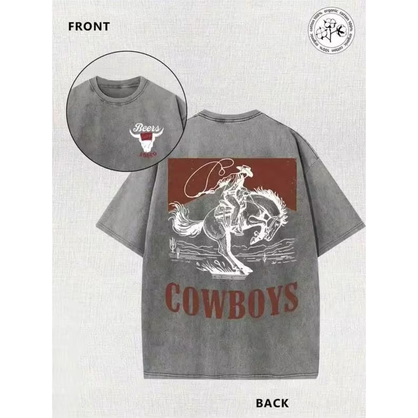 Vintage Style Women Fashion - T-shirt décontracté pour homme style western
