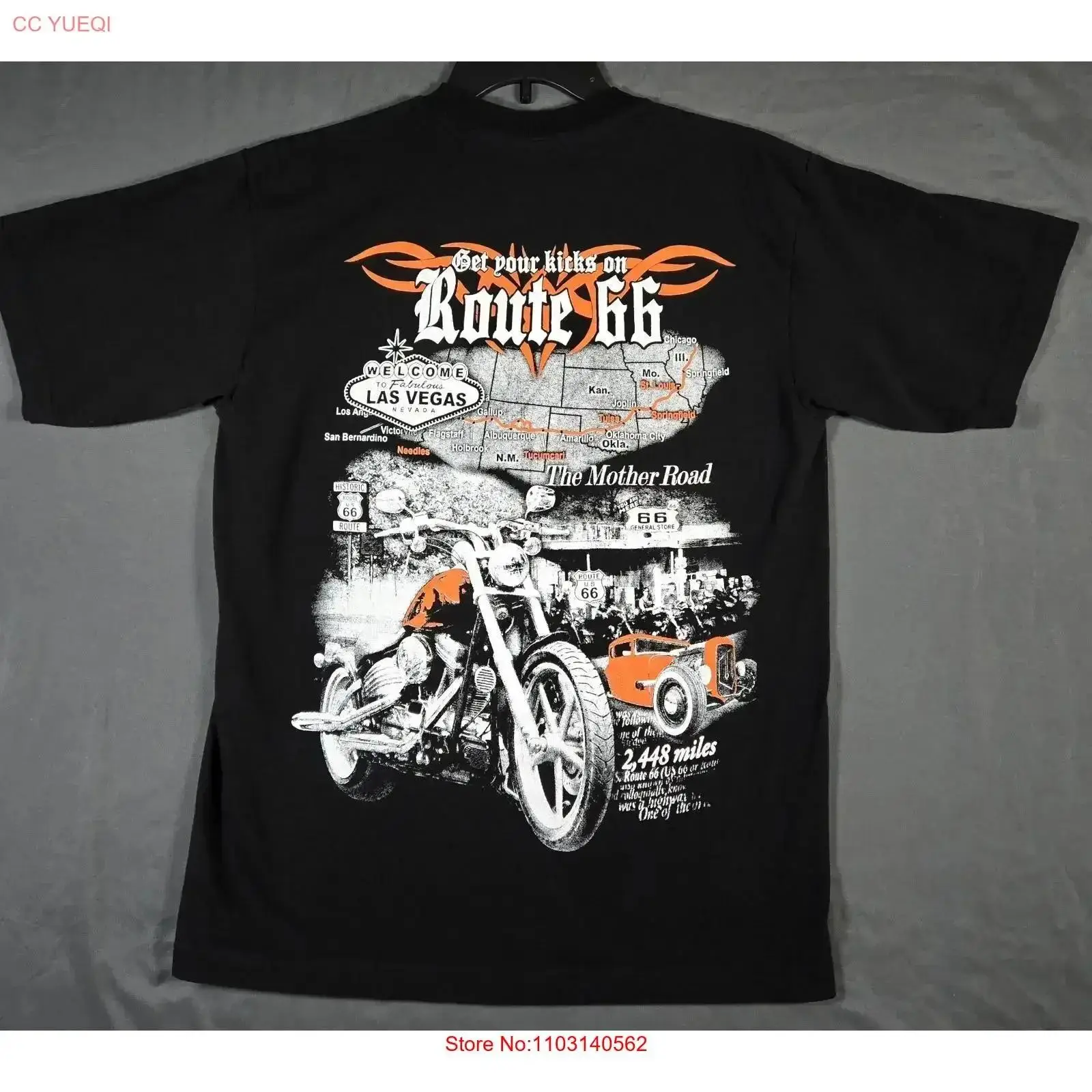 Vintage Fashion Las Vegas - T-shirt noir pour moto Las Vegas