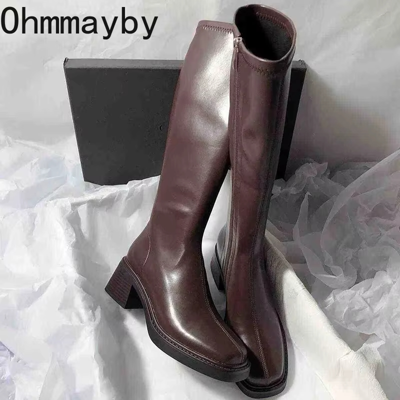 Vintage Style Women Fashion - Vintage talon épais femmes genou bottes