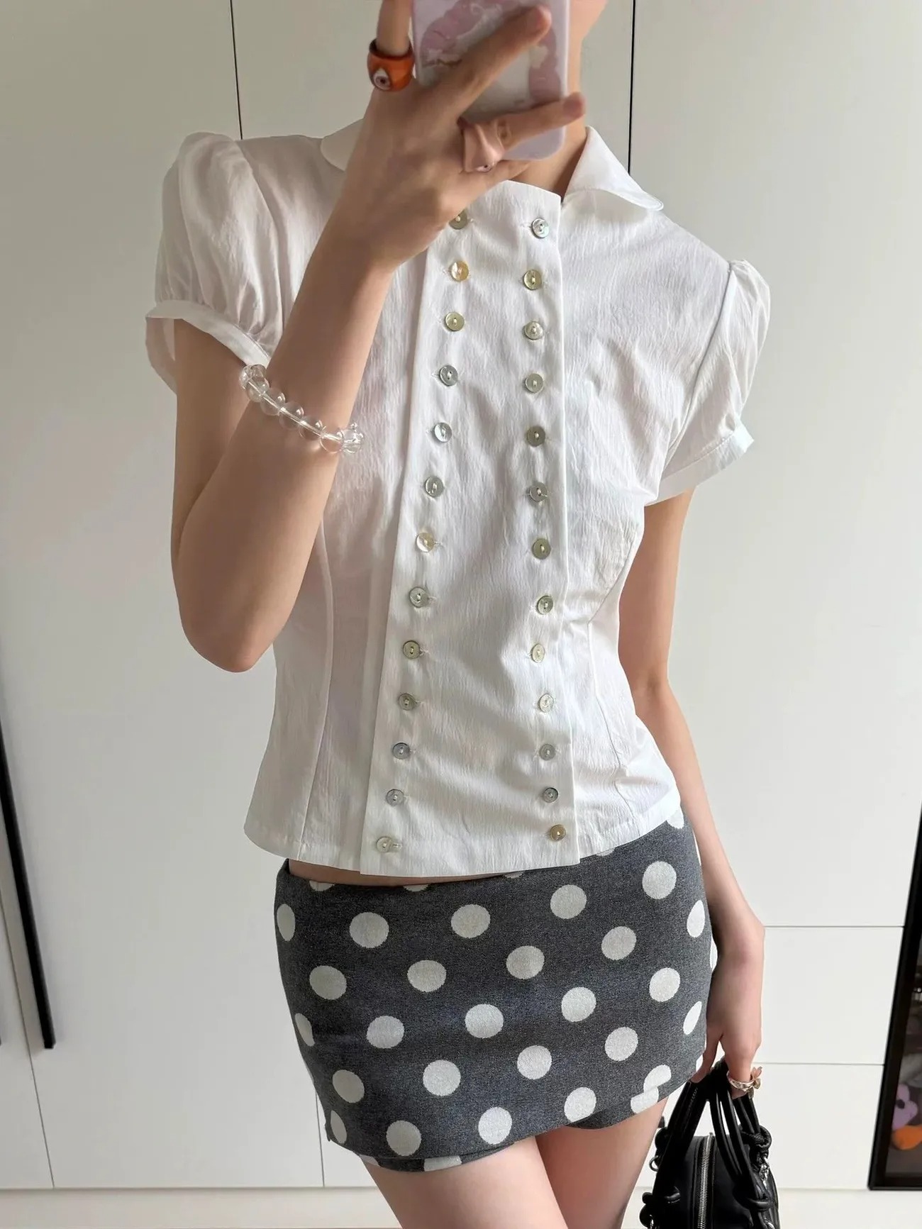 Vintage Fashion Korea - Blouse Y2K Esthétique Col Peter Pan