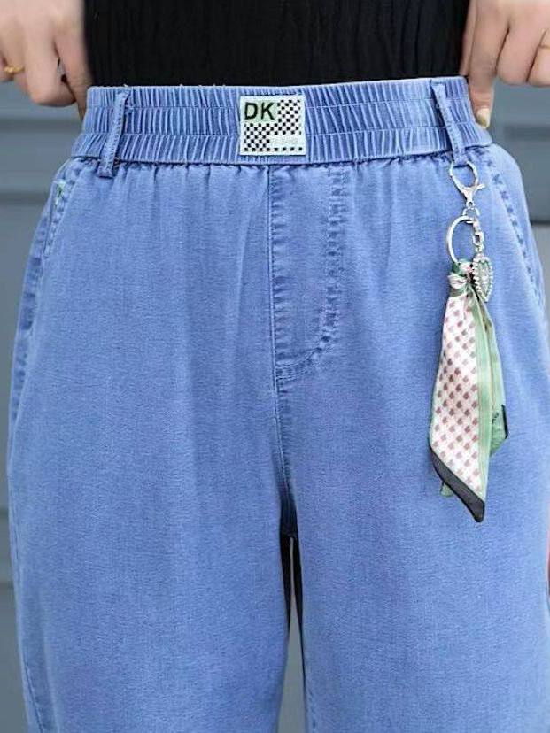 Mom Jean High Rise - Jean en soie glacée taille haute