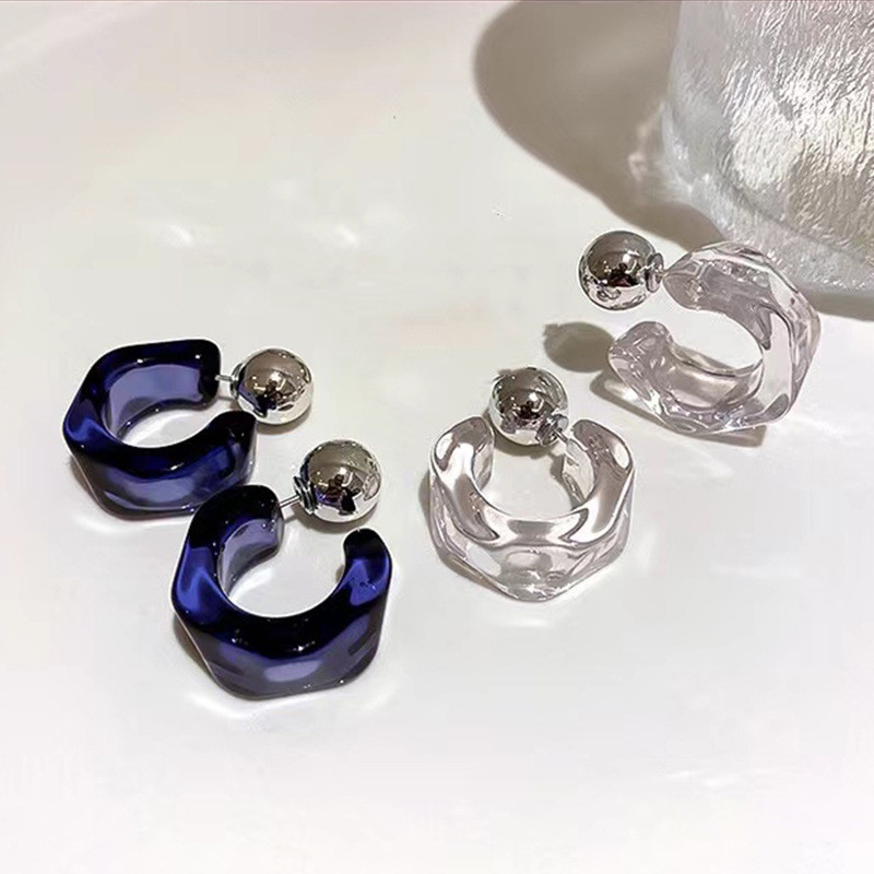 Vintage Fashion Korea - Boucles d'oreilles créoles géométriques en forme