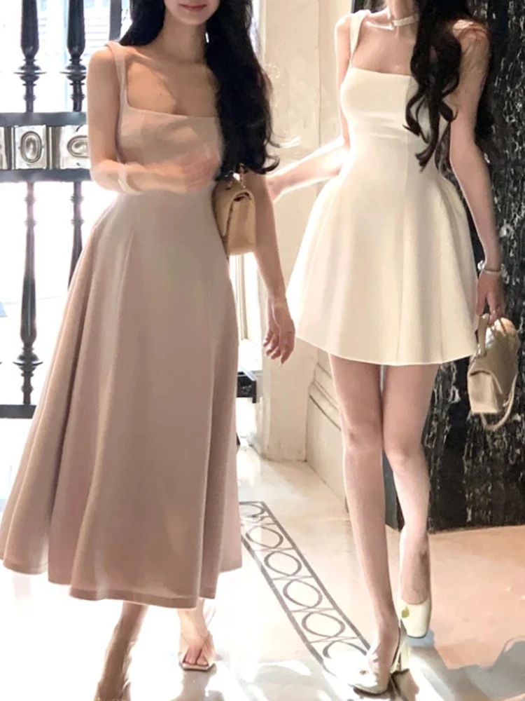Vintage Fashion Korea - Mini robe rouge à bretelles en