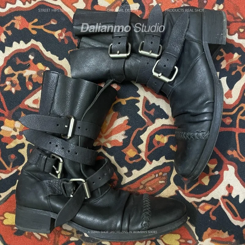 Bottes de moto en cuir véritab - Vintage Style Women Fashion avis et prix