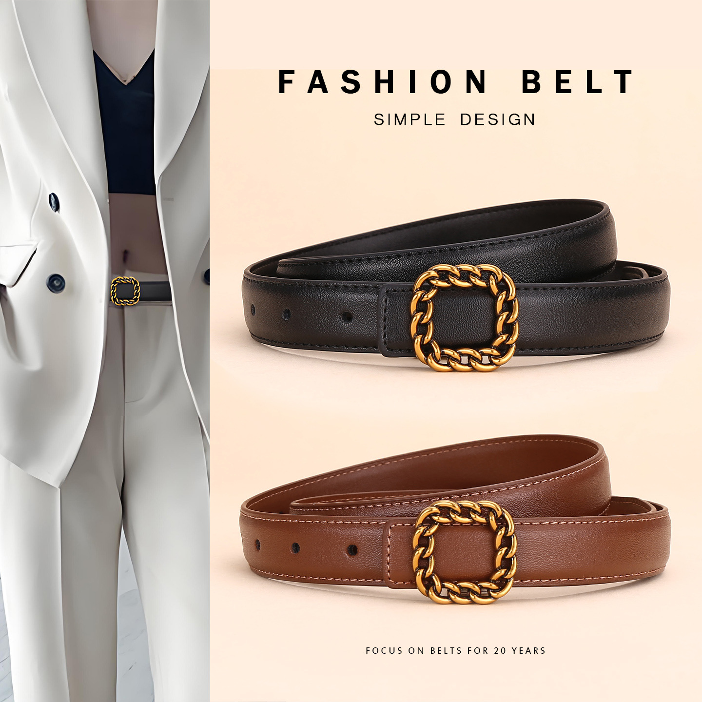 Ceinture en cuir vintage à bou - Vintage Fashion Looks avis et prix