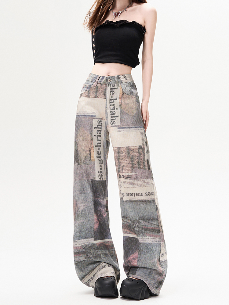 Pantalon en jean imprimé Grung - Mom Jean High Rise avis et prix