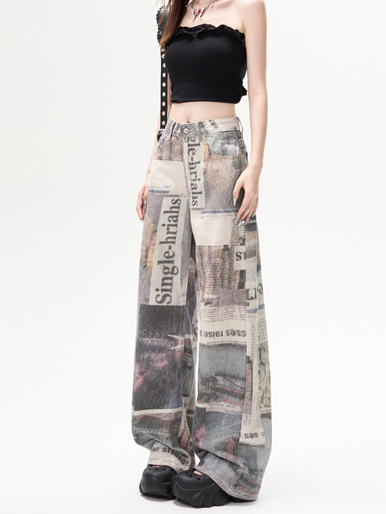 Pantalon en jean imprimé Grung - Mom Jean High Rise avis et prix