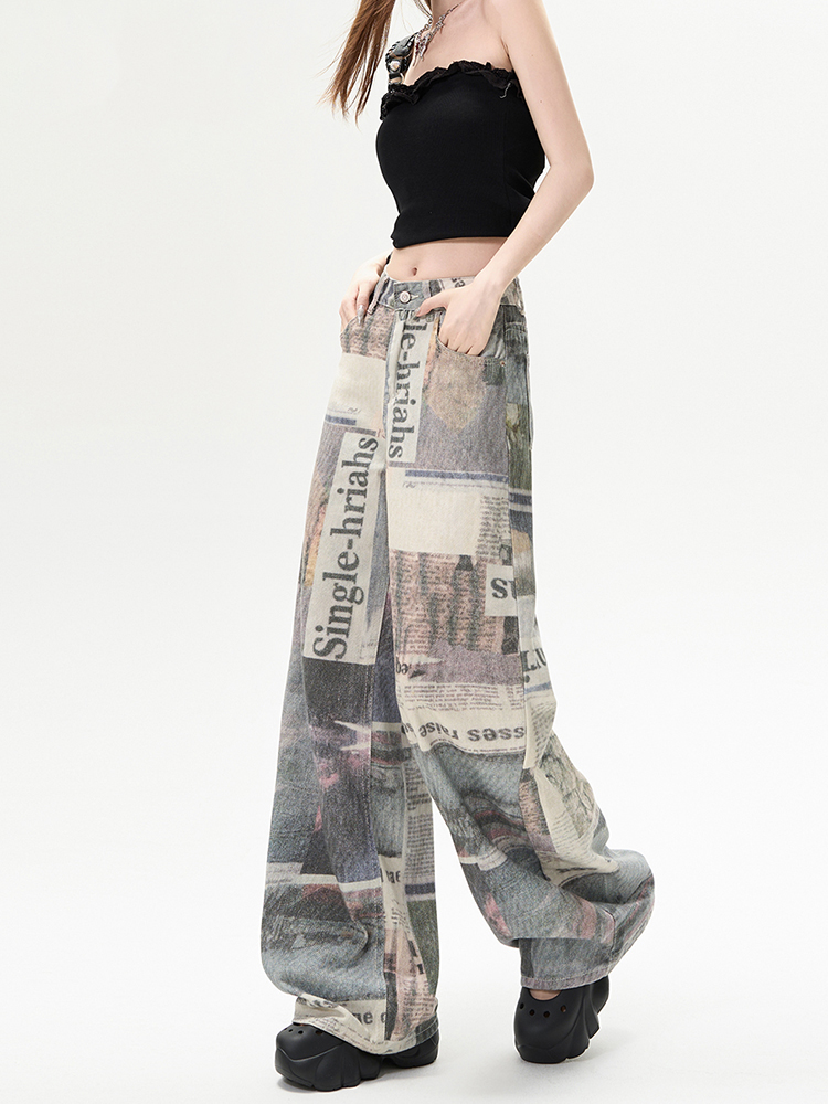 Pantalon en jean imprimé Grung - Mom Jean High Rise avis et prix
