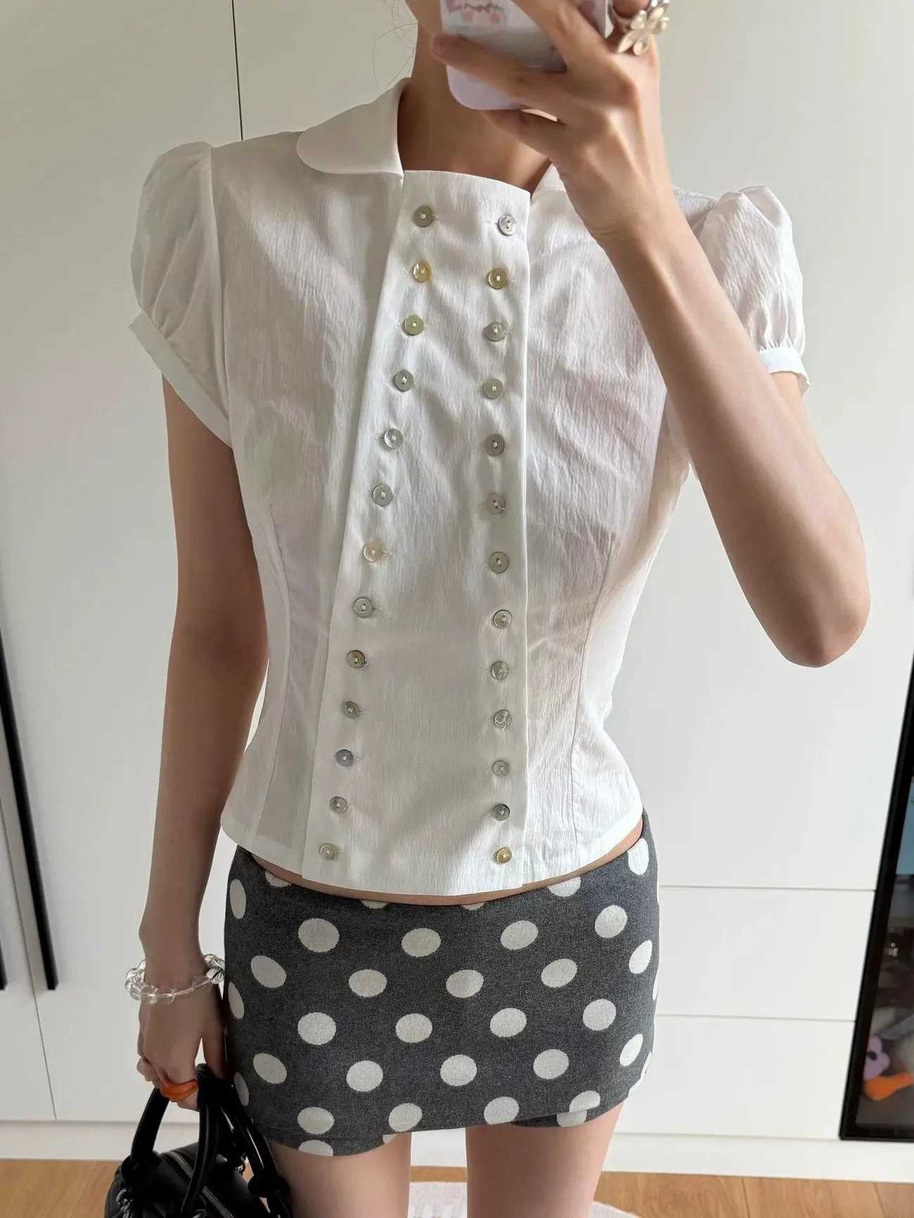 Blouse Y2K Esthétique Col Pete - Vintage Fashion Korea avis et prix