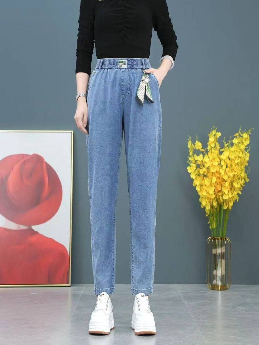 Jean en soie glacée taille hau - Mom Jean High Rise avis et prix