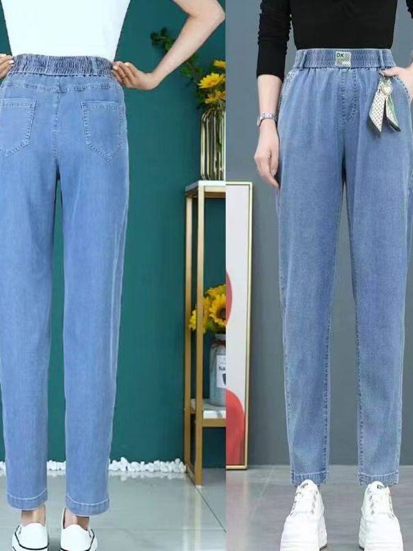 Jean en soie glacée taille hau - Mom Jean High Rise avis et prix