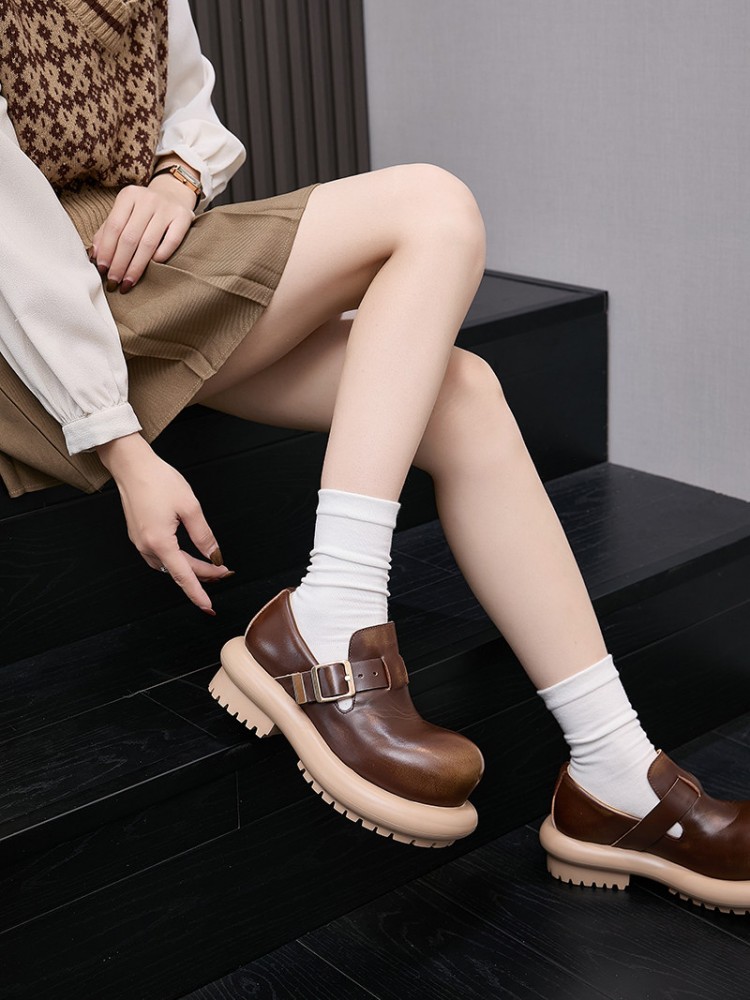 Chaussures Derby en cuir de va - Vintage Style Women Fashion avis et prix
