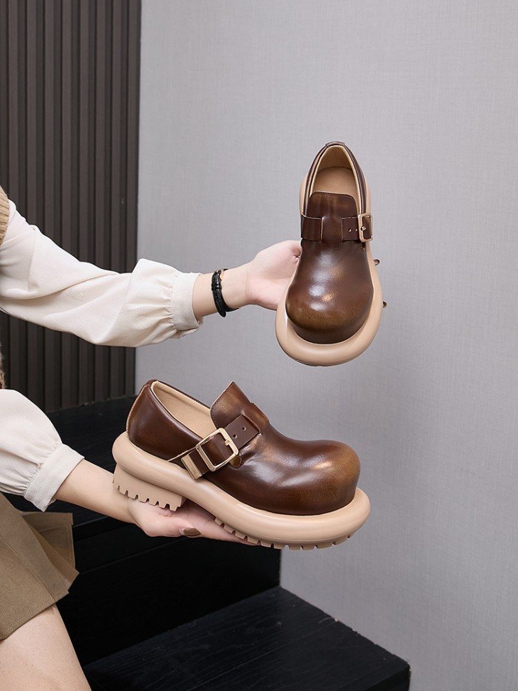 Chaussures Derby en cuir de va - Vintage Style Women Fashion avis et prix