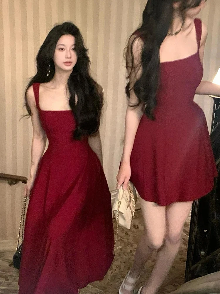 Mini robe rouge à bretelles en - Vintage Fashion Korea avis et prix