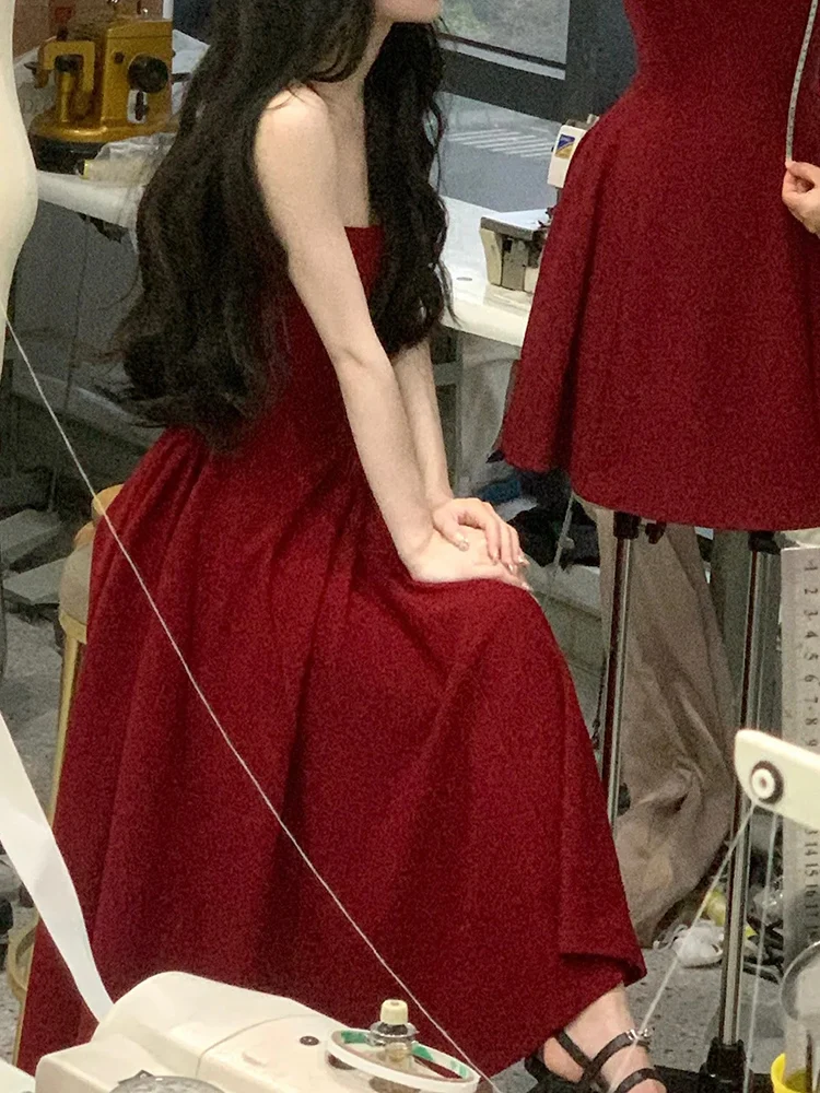 Mini robe rouge à bretelles en - Vintage Fashion Korea avis et prix